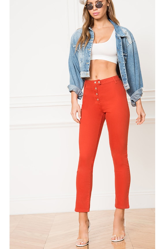 Image 1 of Veronica Snap Front Pant in Rust