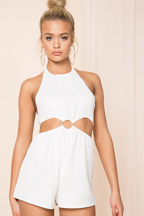 Image 1 of Eliana O Ring Cut Out Romper in White