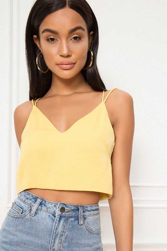 Image 1 of Caroline Backless Crop Top in Yellow
