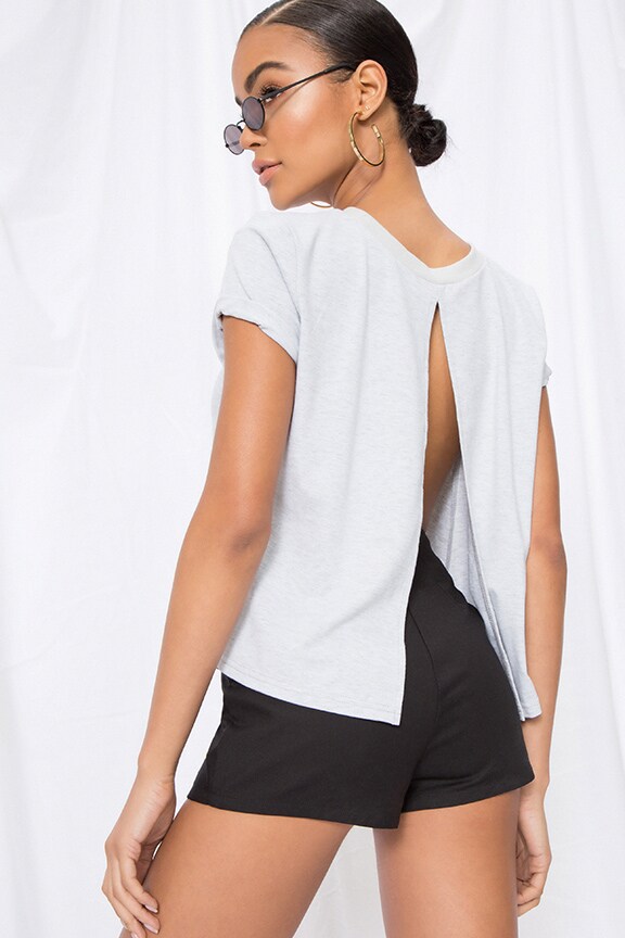Image 1 of Piper Open Back Top in Grey