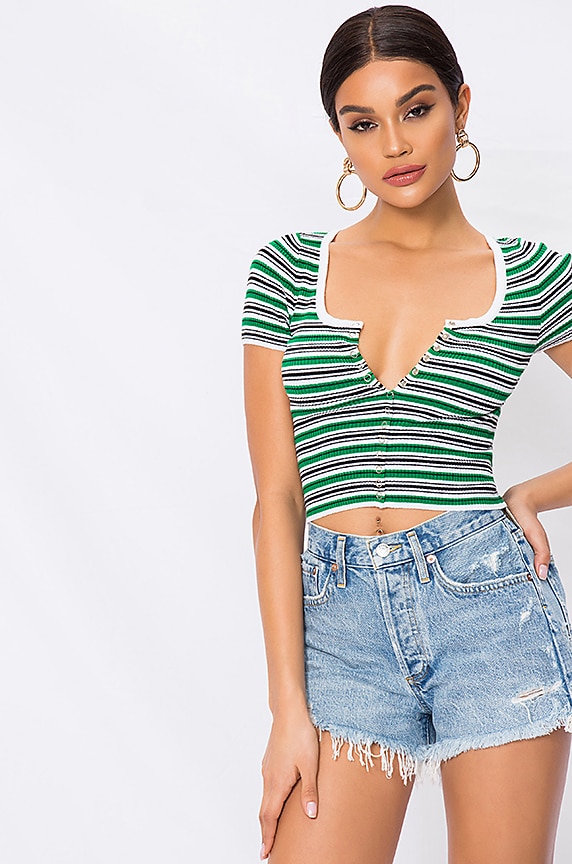 Image 1 of Tay Striped Top in Green Multi
