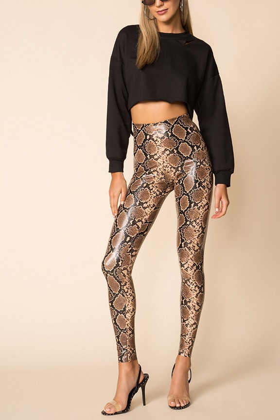 Image 1 of Faux Leather Leggings in Snake