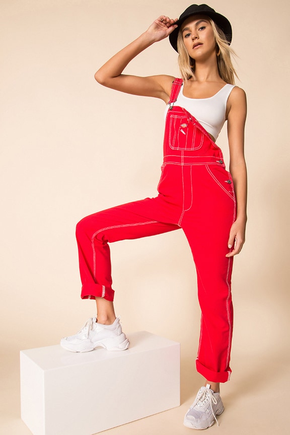Image 1 of Relaxed Straight Leg Carpenter Overall in Red