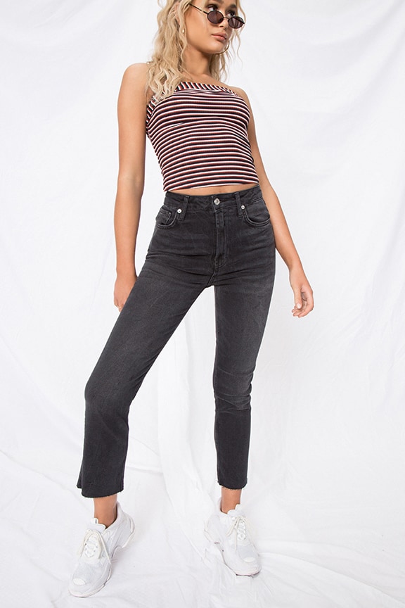 Image 1 of Hi Slim Straight Jean in Black