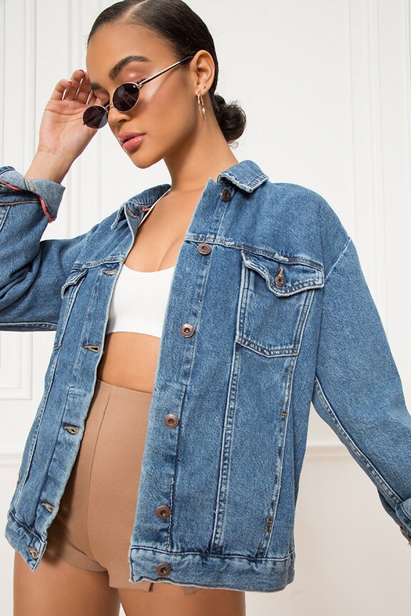 free people ramona cotton denim trucker jacket