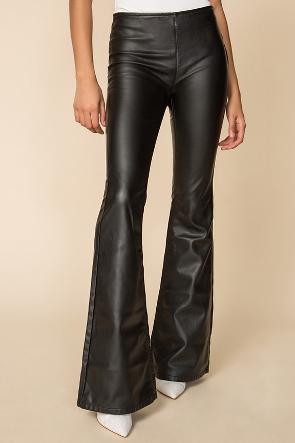 Free People Penny Pull On Flared Faux Leather Pants Black