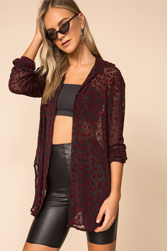 Image 1 of Phobe Blouse in Red Leopard