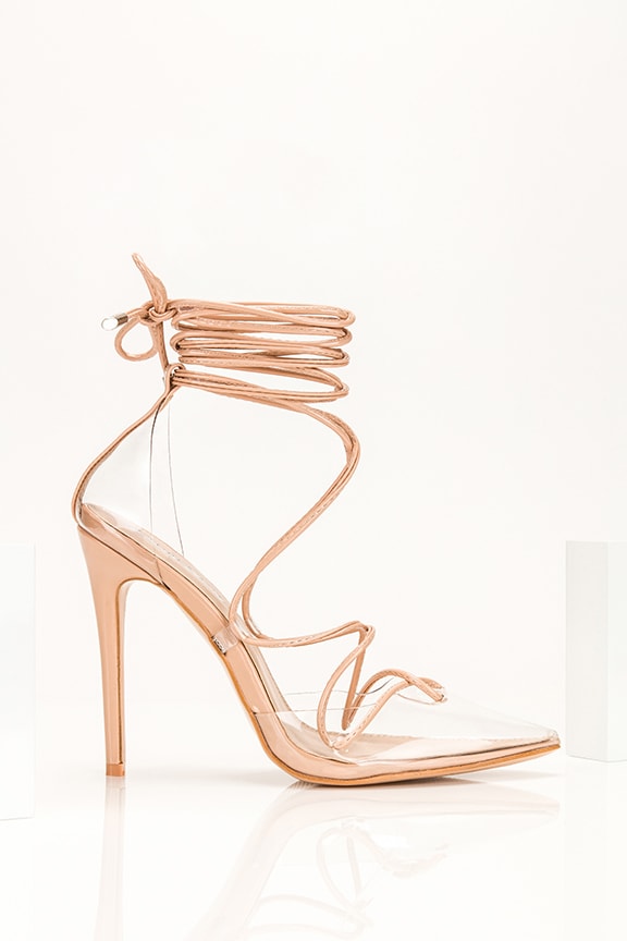 Image 1 of Carmen Strappy Sandal in Nude Patent