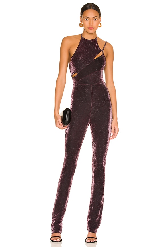 Image 1 of Tia Cut Out Jumpsuit in Wine
