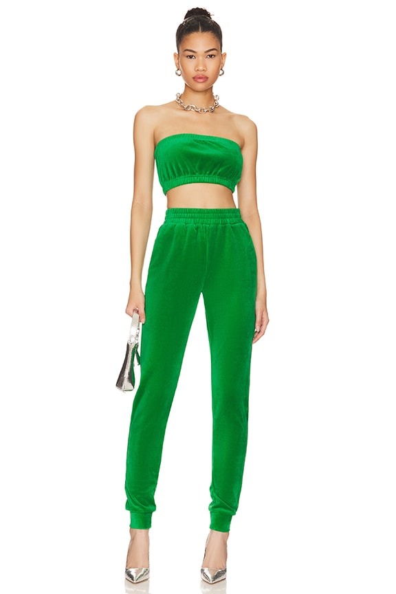 Image 1 of Penelope Velour Pant Set in Green