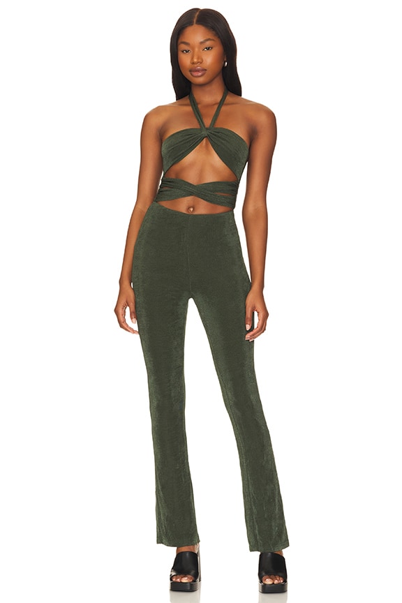 Image 1 of Camillie Halter Jumpsuit in Forest Green