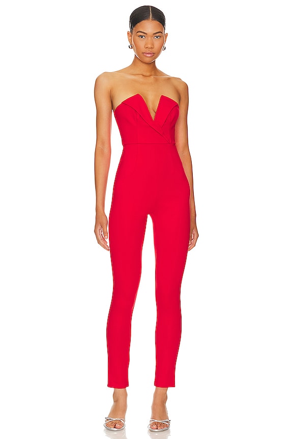 Image 1 of Madi Strapless Jumpsuit in Red