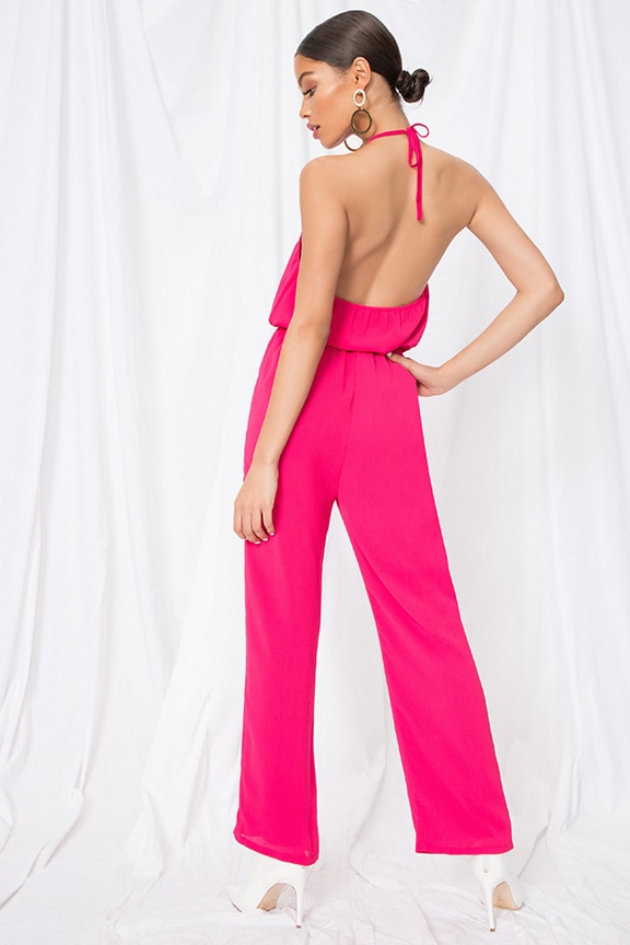 Image 1 of Brielle Halter Jumpsuit in Pink
