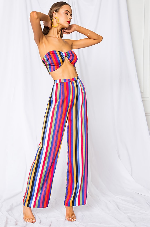 Image 1 of Monty Strapless Pant Set in Rainbow Stripe