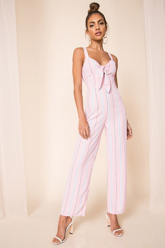 Image 1 of Kimbra Jumpsuit in Pink Stripe