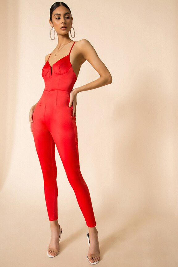 Image 1 of Lhiea Bustier Catsuit in Red