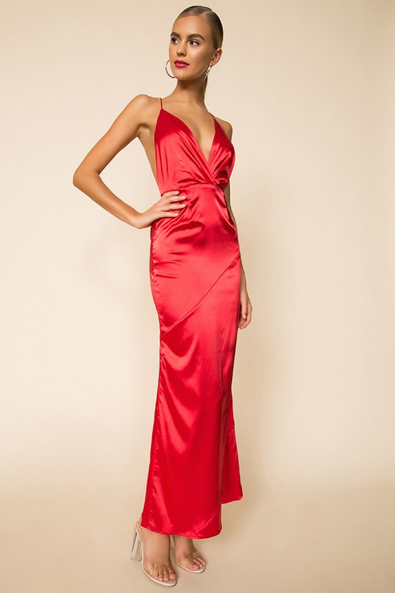 Image 1 of Gwynne Bias Cut Dress in Red
