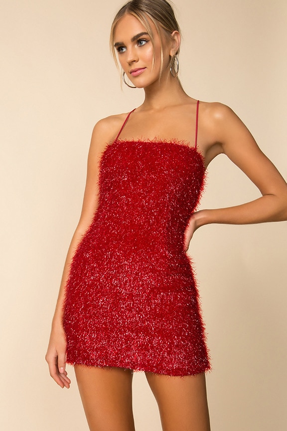 Image 1 of Tonia Mini Dress in Red Metallic