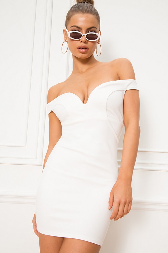 Image 1 of Karmen Off Shoulder Dress in White