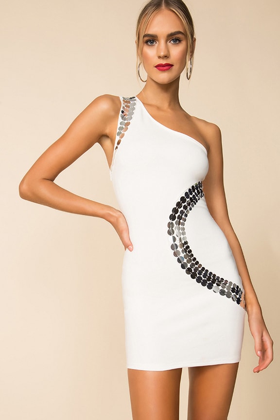 Image 1 of Sayde Embellished Mini Dress in White