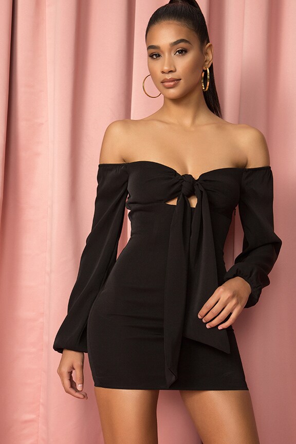 Image 1 of Jessika Tie Front Dress in Black