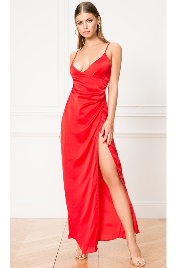 Image 1 of Eva Front Slit Dress in Red