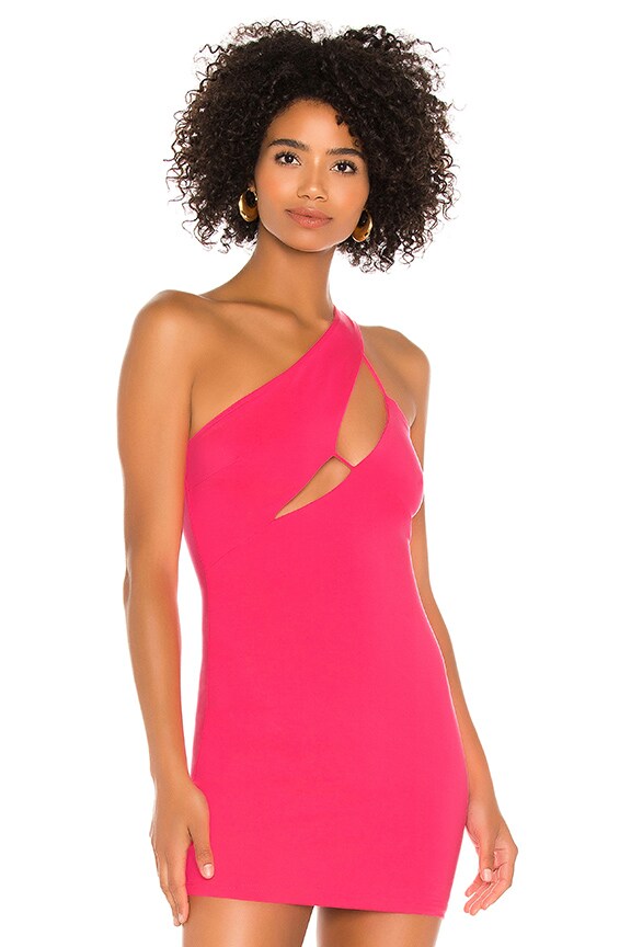 Image 1 of Maliya One Shoulder Dress in Neon Pink