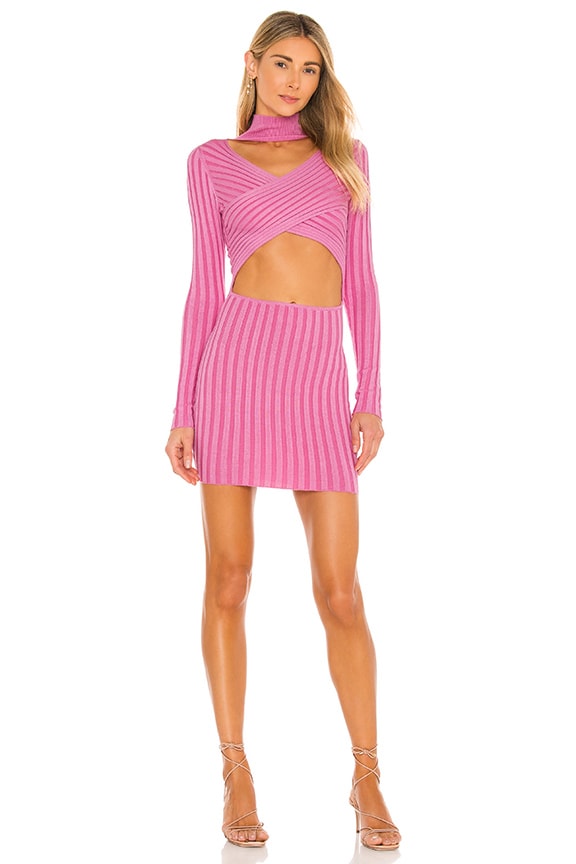 Image 1 of Alora Wrap Mini Dress in Pink