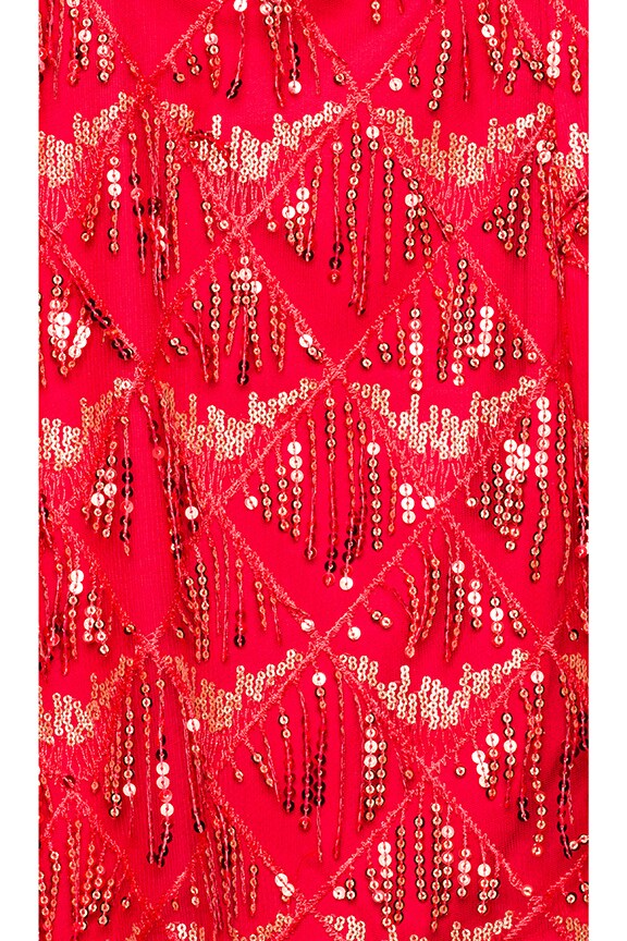 superdown Nia Sequin Fringe Dress in Red