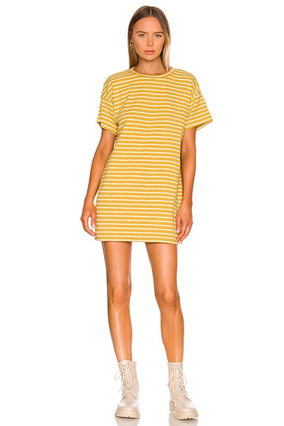 Image 1 of Katrina Stripe Shirt Dress in Yellow