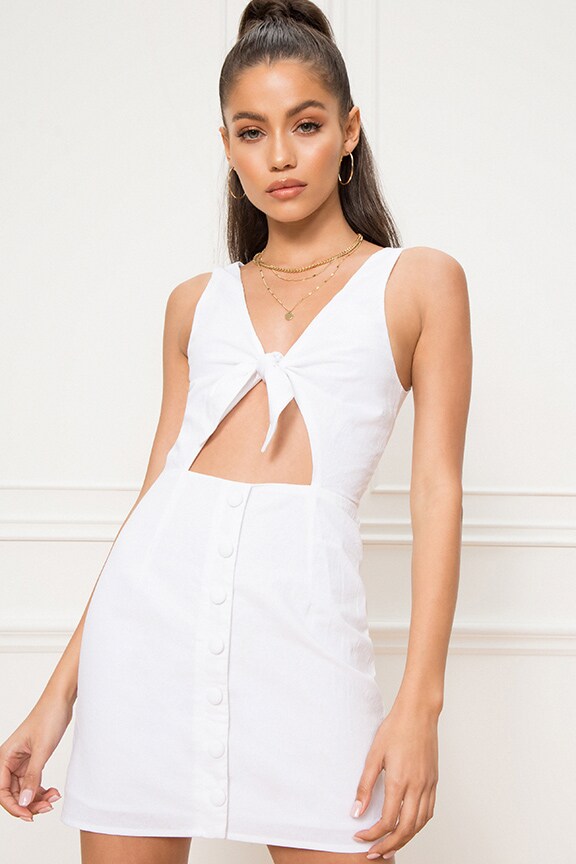 Image 1 of Elsie Tie Front Dress in White