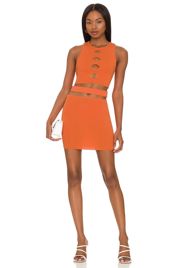 Shop Superdown Palmer Cut Out Skirt Set In Tangerine