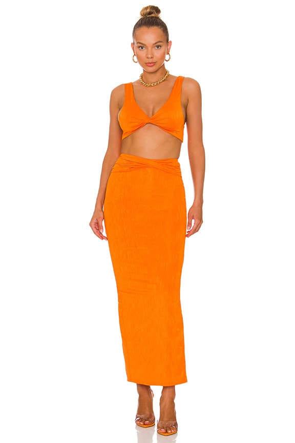 Image 1 of Joana Maxi Skirt Set in Tangerine
