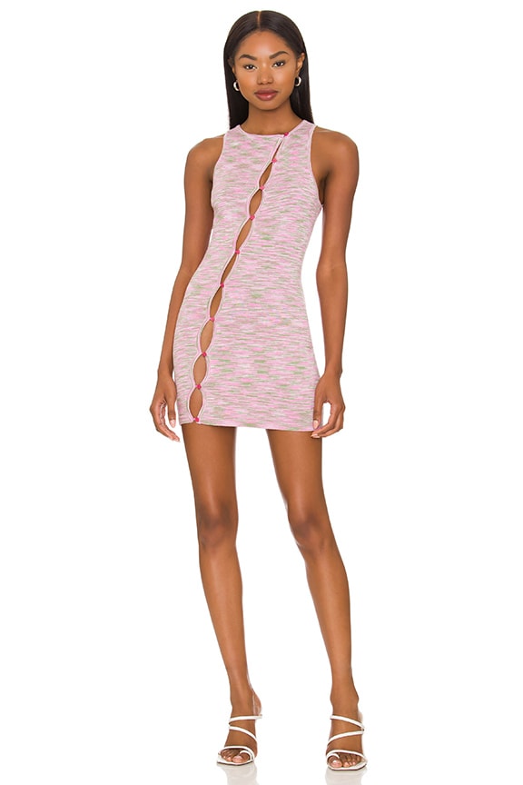 Image 1 of Zariah Asymmetrical Button Dress in Pink Multi