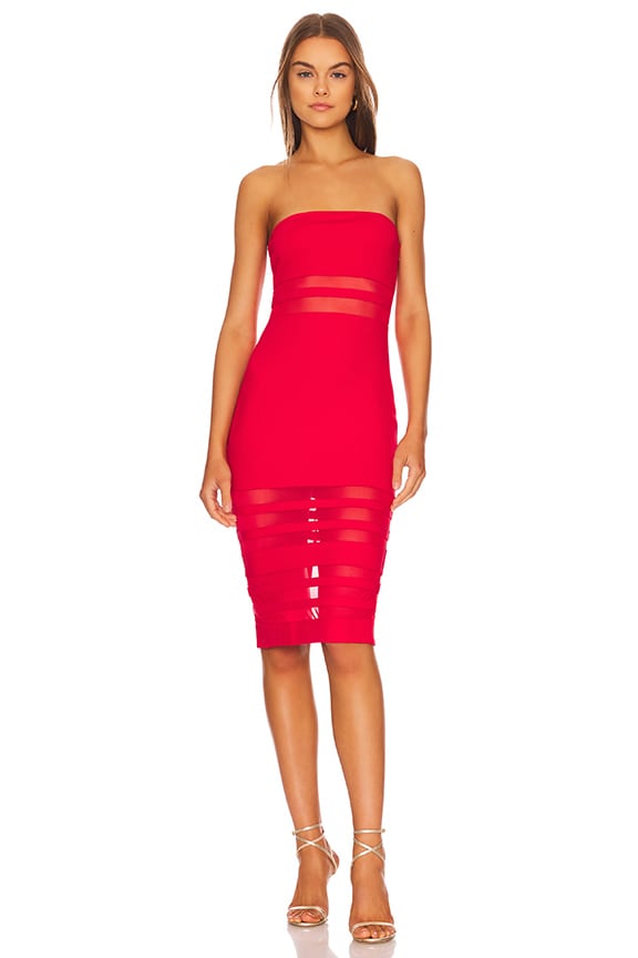 Image 1 of Magdalena Tube Mesh Dress in Red