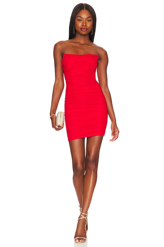 Image 1 of Sonya Bustier Mesh Dress in Red