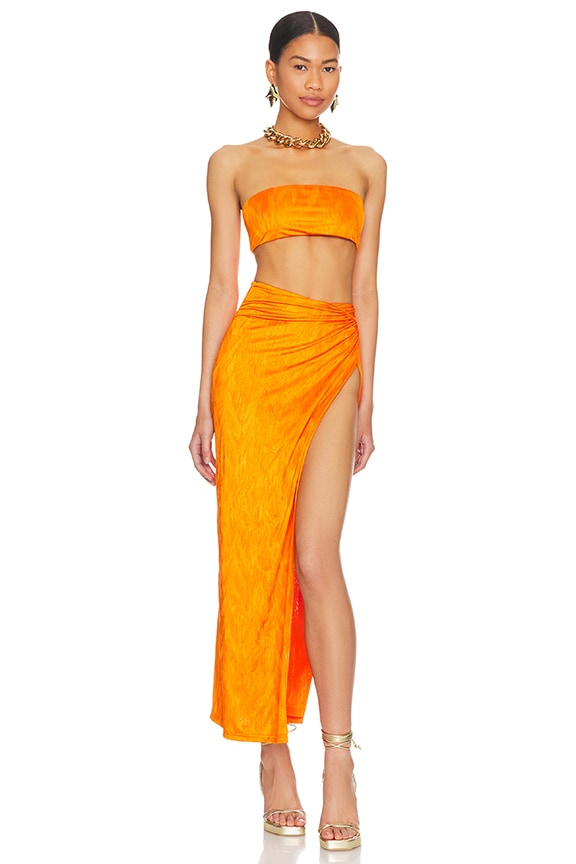 Image 1 of Karolyna Maxi Skirt Set in Orange