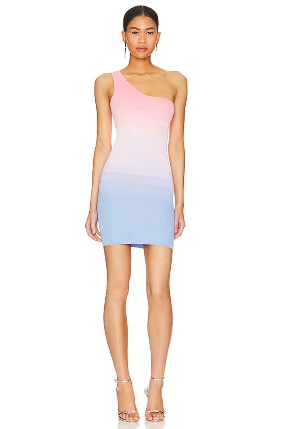 Shop Superdown Krista One Shoulder Dress In Blue Ombre