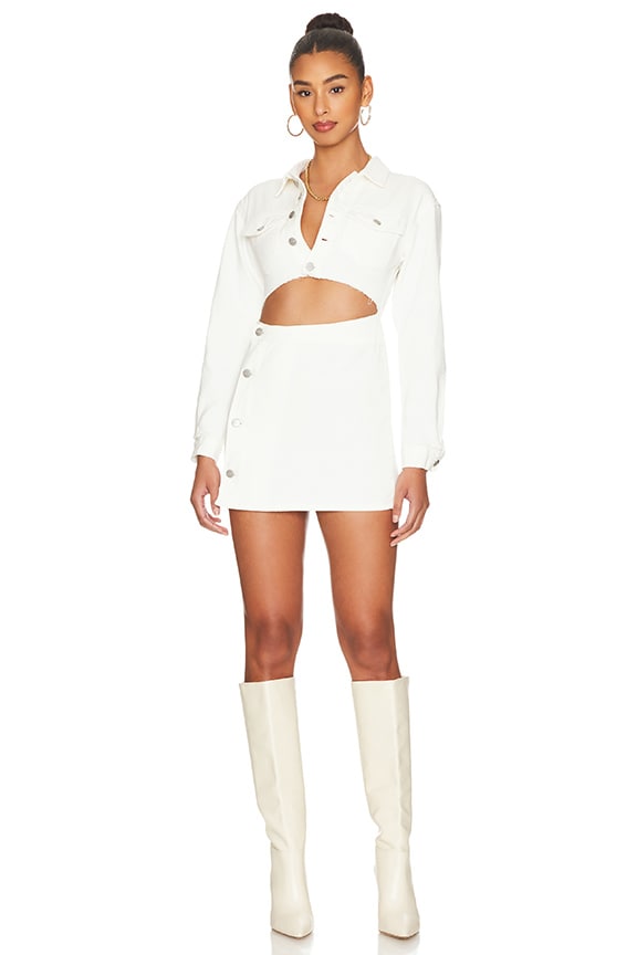 Image 1 of Mika Button Front Dress in White Denim