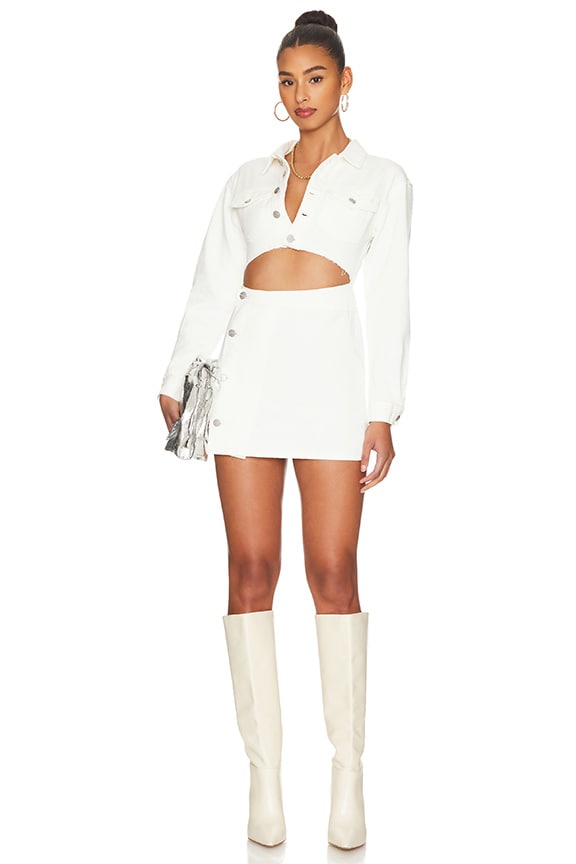 Shop Superdown Mika Button Front Dress In White Denim