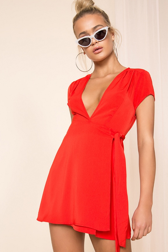 Image 1 of Kaia Wrap Dress in Red