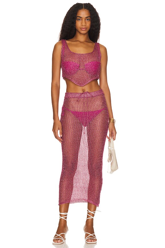Image 1 of Gabija Skirt Set in Pink Metallic