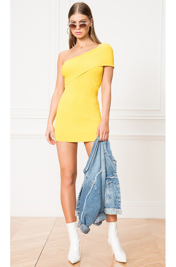 Image 1 of Diana One Shoulder Dress in Yellow