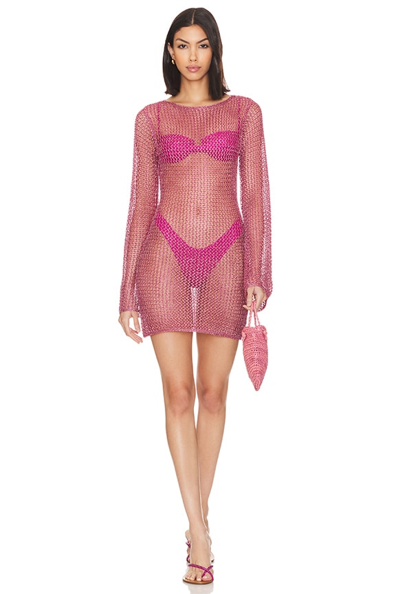 Image 1 of Gaia Mini Dress in Pink Metallic
