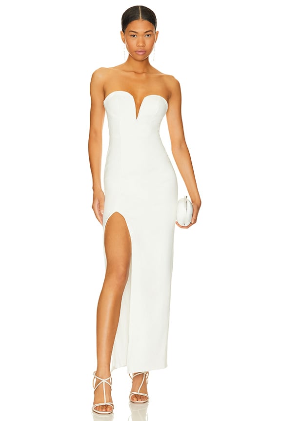 Image 1 of Gianna Sweetheart Slit Gown in White