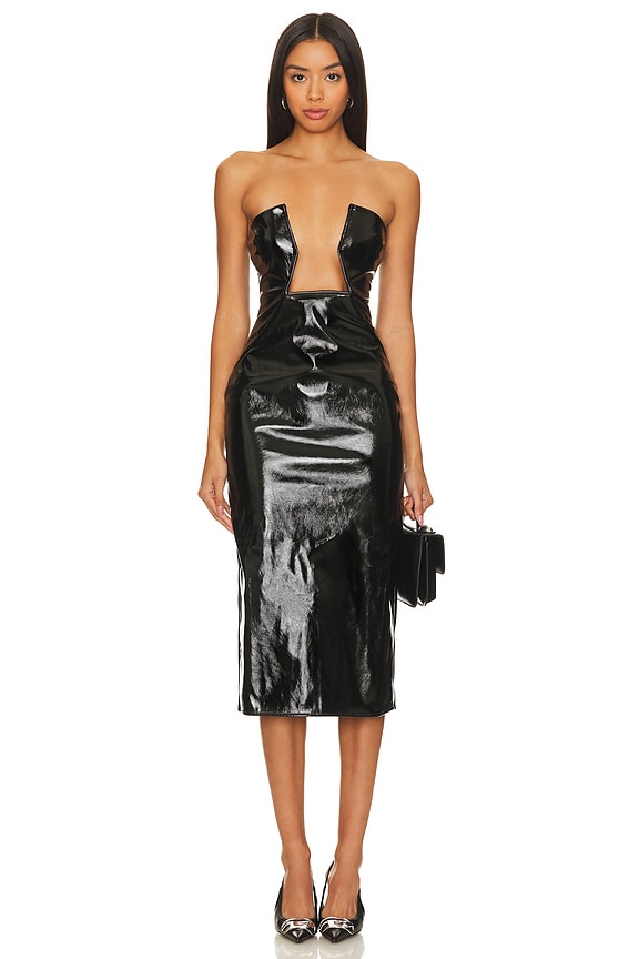 Image 1 of Julia Faux Leather Dress in Black