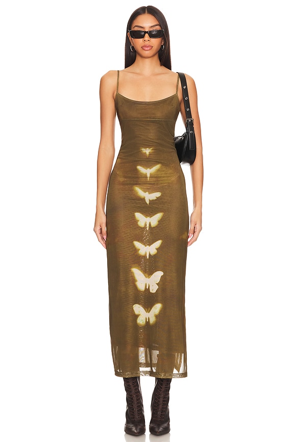 Image 1 of Jocelyn Butterfly Maxi Dress in Brown