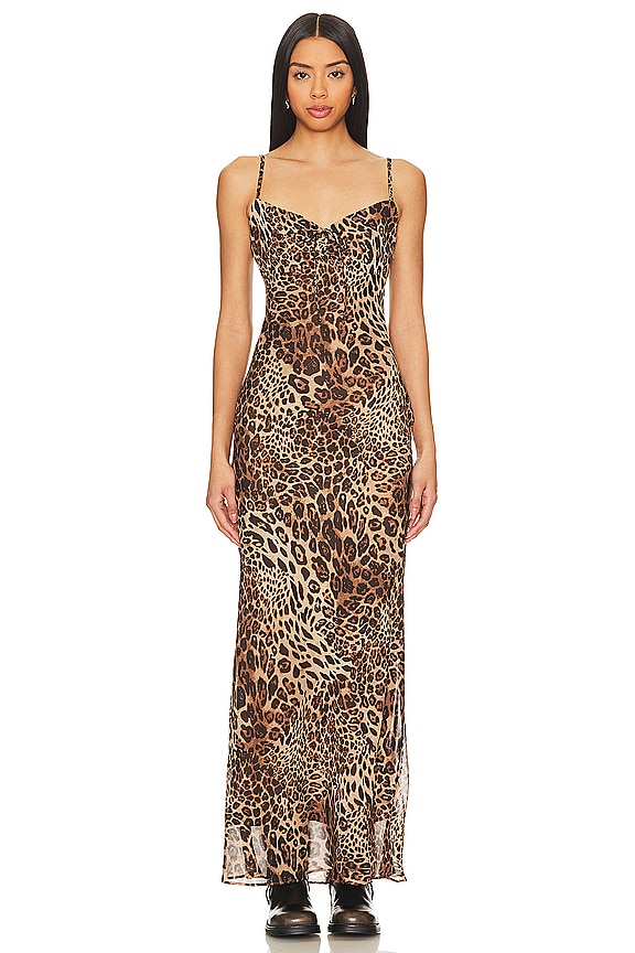 Image 1 of Dexi Maxi Dress in Brown Leopard