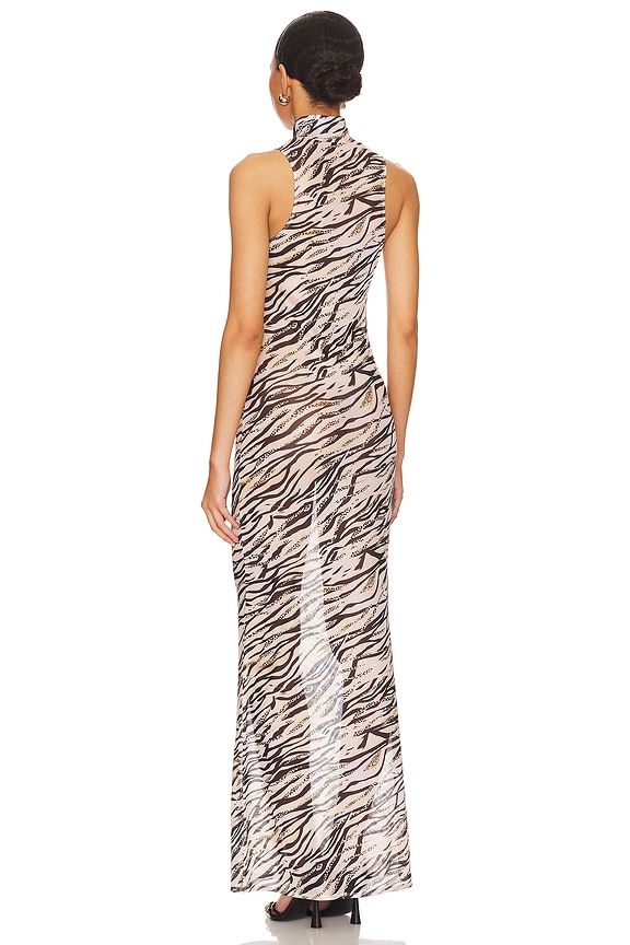 Superdown Angelika Sheer Dress In Beige Multi