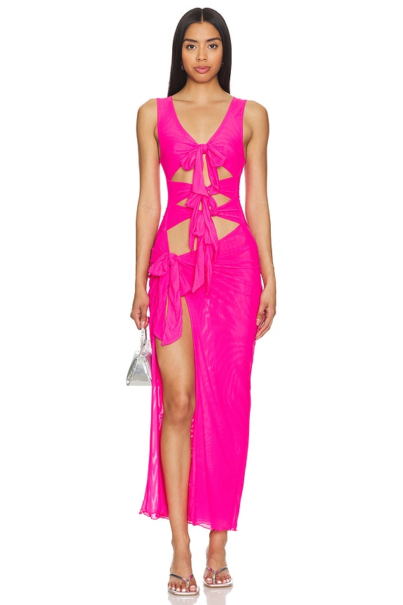 Image 1 of Nelly Sheer Maxi Dress in Hot Pink
